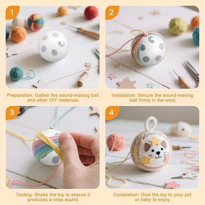Rattle Ball Inserts, 50PCS 24mm (0.94in) Whilt Rattle Inserts for Crochet Baby Toys Bulk Doll Squeaker Replacement, Dog Plaything Repair Parts, Craft Noise Maker Refills for Plush Toys, Lead Free
