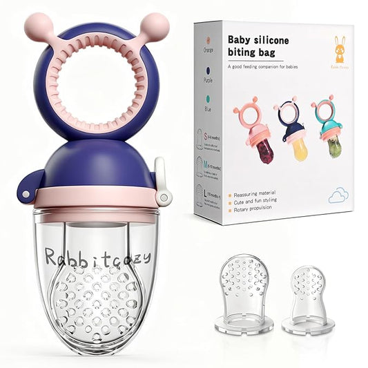 Baby Fruit Food Feeder Pacifier - Fresh Teething Pacifiers, 3 Different Size Silicone Pouch,Teethers for Babies 6-24Months, Baby Solid Food Essentials, Nutrition Feeder, BPA Free,1 Pice, Purple