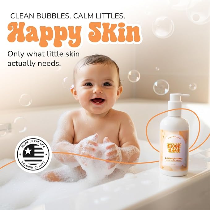 floof & sol Sol Clean & Bubbly Baby Shampoo and Body Wash 10 oz – Tear-Free Head-to-Toe Cleanser for Newborns, Kids & Toddlers with Avocado Oil & Superfruit Extracts