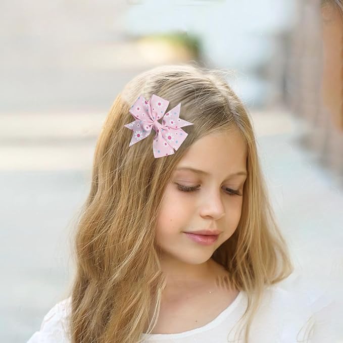 JIAHANG Floral Printed Swallow Tail Hair Bow Clips 24Pcs for Baby Toddler School Girls