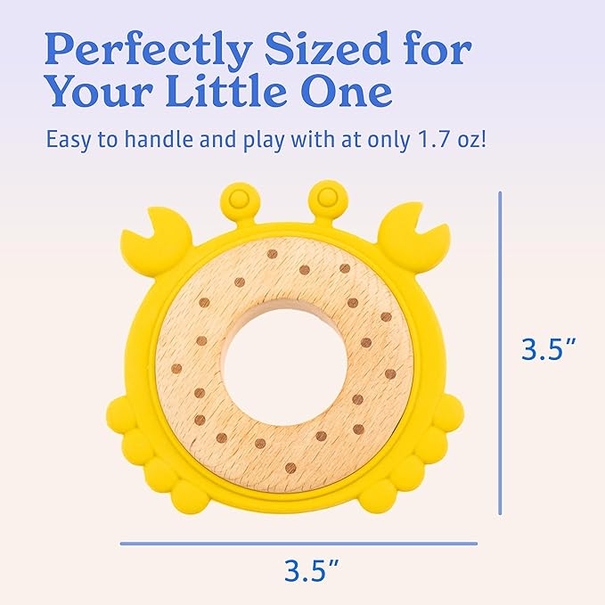 3-Pack Baby Teething Toys for 0-12 Months | Food-Grade Silicone & Natural Beech Wood Teether Set | Easy-to-Hold Animal Shapes for Soothing Chewing | BPA-Free Teethers for Babies Boys & Girls