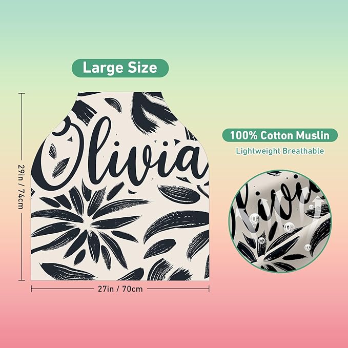 Custom Car Seat Covers for Babies - Breathable Baby Car Seat Cover for Girls Boys, Kick-Proof Newborn Carrier Canopy Stretchy Stroller Cover for 4 Seasons Black Printing