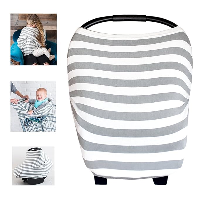 Multi-Use Nursing Breastfeeding Cover Baby Car Set Cover Canopy Shopping Cart Cover Swaddle Blanket for Infants Newborns Toddlers Shower Gift (The Harbor)