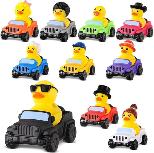 40 Pcs Rubber Ducks for Jeeps, 20 Ducks 2.8 Inch Assortment with 20 Colors Cars, Collectible Vehicle Dashboard Decorations, Easter Basket Stuffers for Kids Party Favors, Baby Bath Toys Birthday Gifts