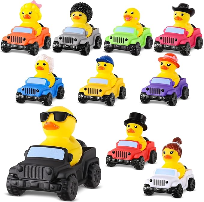60 Pcs Rubber Ducks for Jeeps, 30 Ducks 2.8 Inch Assortment with 30 Colors Cars, Collectible Vehicle Dashboard Decorations, Easter Basket Stuffers for Kids Party Favors, Baby Bath Toys Birthday Gifts