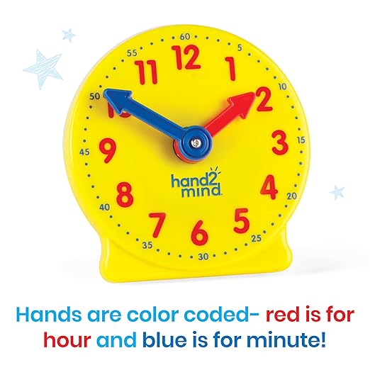hand2mind Mini Geared Clock Classroom Set, Telling Time, Teaching Clocks, Learn to Tell Time for Kids, Analog Clock for Kids Learning, Classroom Clocks for Students (Set of 24)