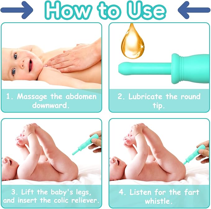 uhfi Gas and Colic Reliever for Babies, 20 Count Natural Solution Effective Instant Constipation Gas Relief for Babies Boys Girls Colic and Gas Relief, Green
