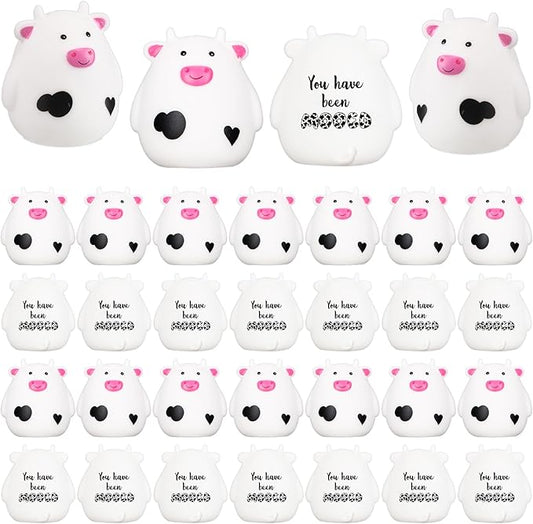 Cholemy 100 Set Moo Cows Mini Cute Rubber Cow Graduation Car Gift Bulk You Have Been Mooed Funny for Game Figurines Car Interior Accessories Gift for SUV Women Men