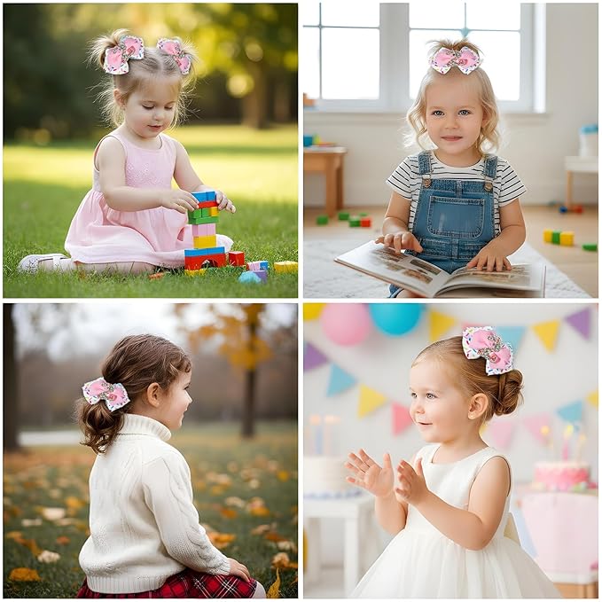 Sparkly Number 2 Birthday Hair Bow with Sprinkle, Sweet Outfit Pink Pigtail Hair Bows for 2 3 4 5 6 7 Years for Baby Girls Two 2nd Second Birthday