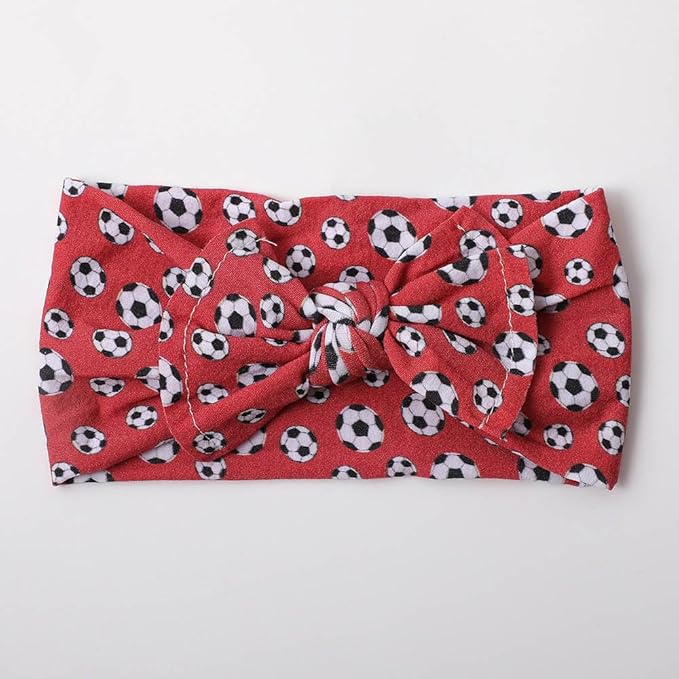 BBTDIN Baby Girls Soccer Headband Turban Infant Football Hairband Bowknot Newborn Soccer Bow Headwarp BTB10 (A4)