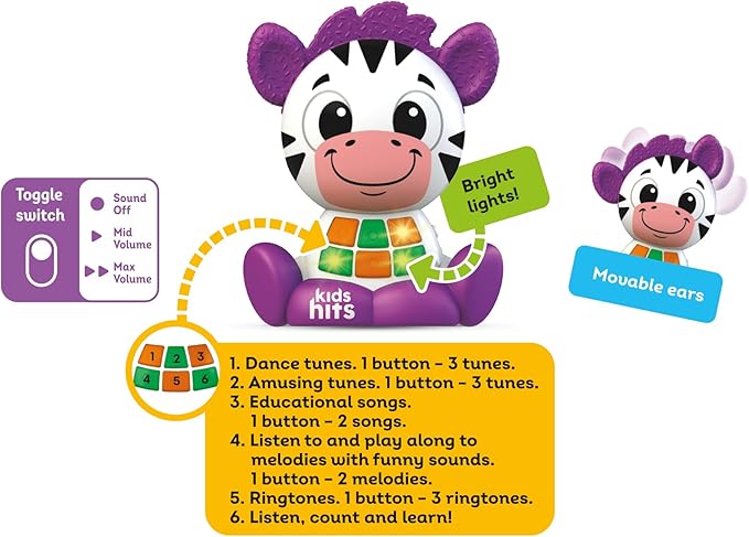 Kids Hits Babykins Moose Interactive Toy: Spark Joy and Learning for Kids 2 Years and Up - Bright Lights, Playful Tunes, and Educational Fun! (Multicolor)