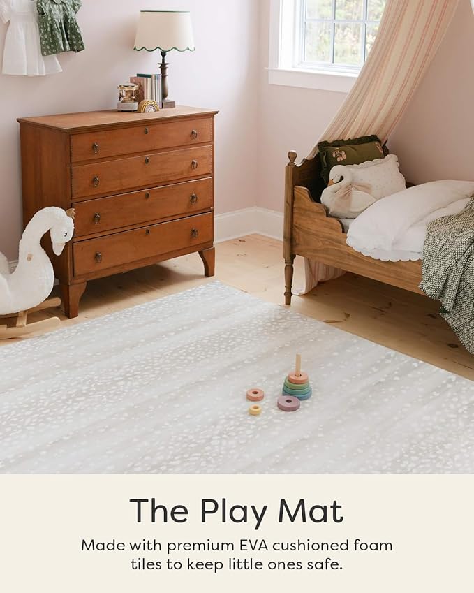 House of Noa Play Mat – 4'x8' Shea Fawn – Set of 8 Tiles – Cushioned EVA Foam Play Mat for Floor, Soft Interlocking Mats for Hard Floors