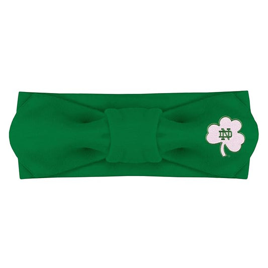 Creative Knitwear Notre Dame Fighting Irish Infant Girls Kelly Solid Hair Knot Headband Embroidered Logo - Size Newborn - 4T