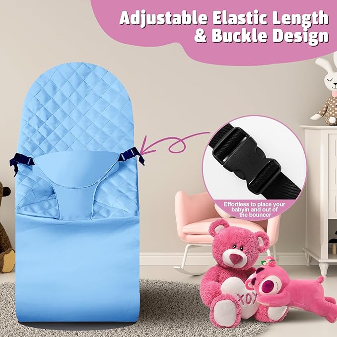 Fabric Seat for Bouncer - for BabyBjorn Replacement Cover Compatible with BabyBjörn Bouncer Bliss, Soft Breathable Machine Washable (Blue, Only Seat Cover)