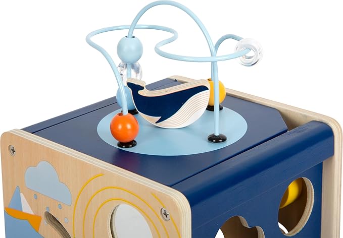 Small Foot Large Ocean Wooden Motor Skills Cube, Maritime Motor Skills Toy for Young Children from 12 Months, 12312