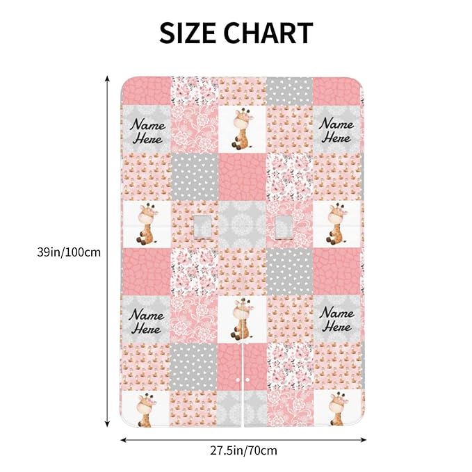 Personalized Giraffe Plaid Baby Infant Car Seats Canopy for Babies with Name, Custom Multi-use Blankets for Baby Boys Girls, Peekaboo Minky Nursing Breastfeeding Stroller Cover Canopies for Newborn
