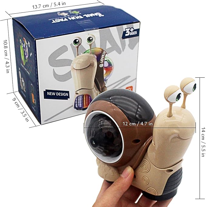 Tipmant Baby Toddler Electric Snail Toy Cute Electronic Animal Crawl, Play Music, Luminous Light Kids Birthday (Brown)