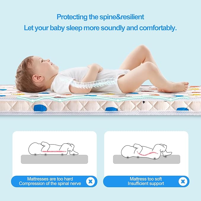 Pack and Play Mattress (38 "x26 "x1.5"),Skin Friendly Fabric, Soft, Breathable and Quiet, Provides Baby Friendly Support and Helps Healthy Spine Development,Pack and Play Topper,Cute Heart Pattern