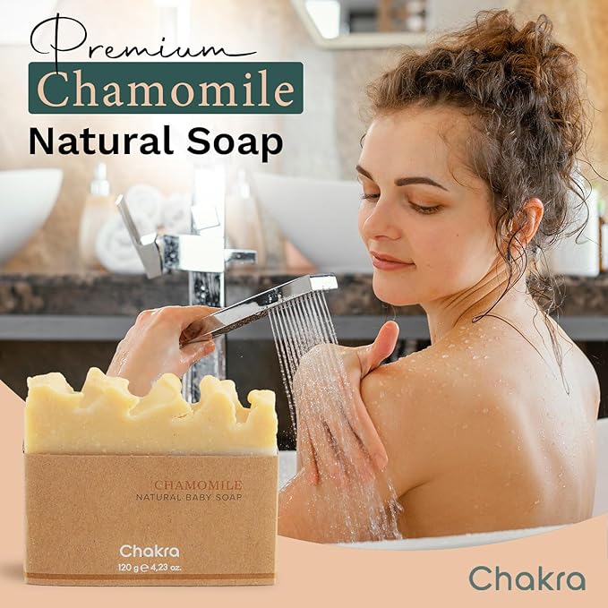 Chakra Chamomile Baby Bar Soap - Paraben & Additive-Free Handmade Soap Bar for Face, Body and Hands, Gentle Cleansing for Daily Skin Care, 4.23 oz