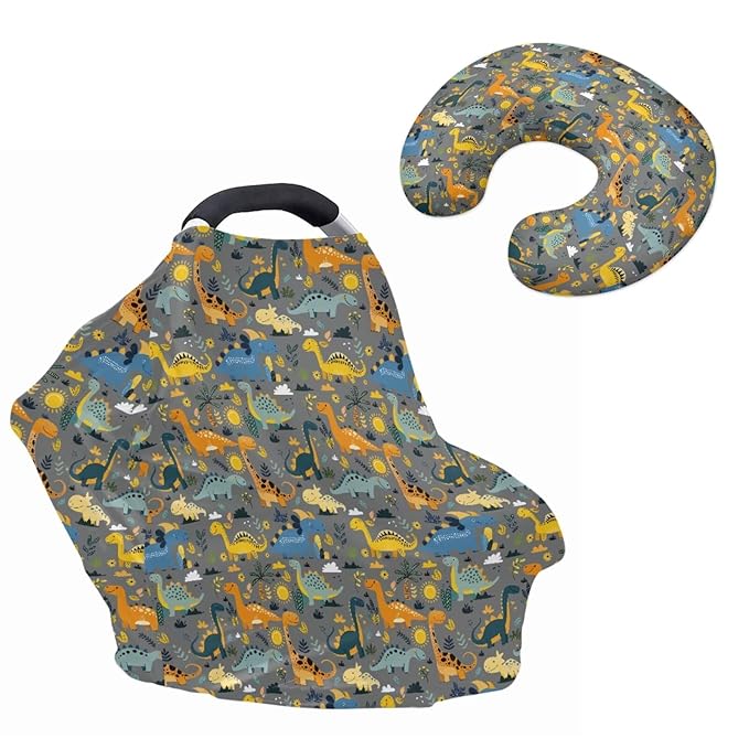 Dinosaur Carseat Canopy for Babies Playful Breast Feeding Covers for Women Baby Lounger Pillow U-Shaped Breastfeeding Pillowcase Breastfeeding Essentials