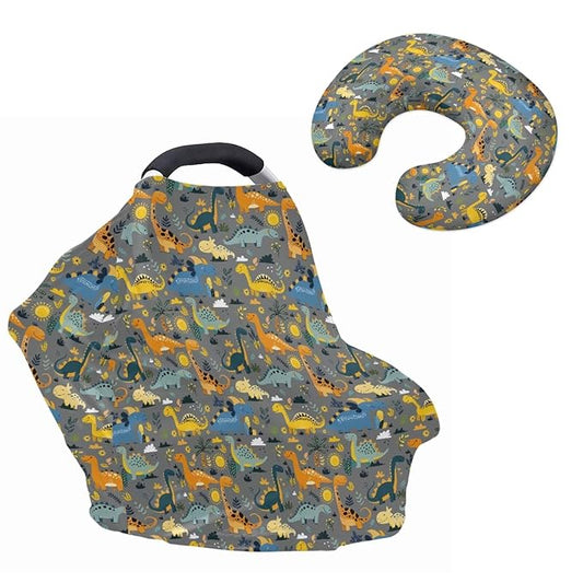 Dinosaur Carseat Canopy for Babies Playful Breast Feeding Covers for Women Baby Lounger Pillow U-Shaped Breastfeeding Pillowcase Breastfeeding Essentials