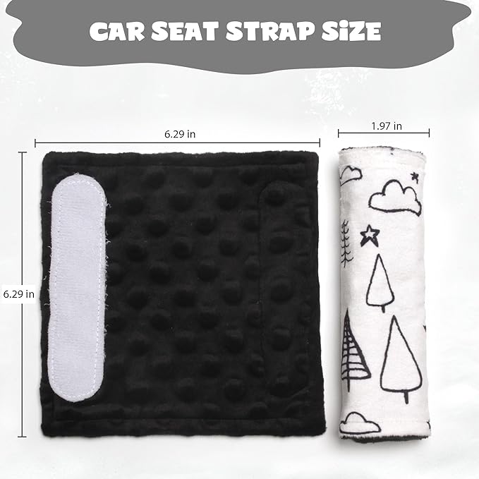 Car Seat Strap Covers for Babies Soft Car Seat Belt Covers, Mink Car Seat Straps Shoulder Pads for Boys and Girls, Black