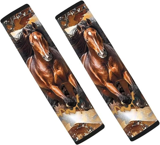 AFPANQZ Brown Horse Seat Belt Pad Cover for Women Adults Kids Safety Seatbelt Pad Cushion Adjustable Comfortable Driving Schoolbag Straps Pads