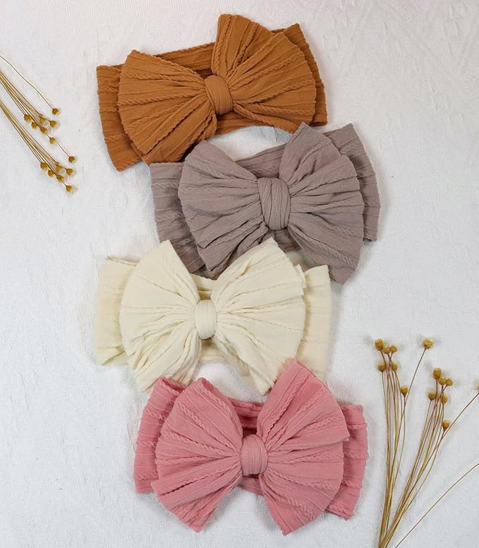 ALinmo 12 Pack Baby Headbands Super Soft Stretchy Nylon Hair Bands Hair Bows Hair Accessories for Baby Girls Newbrons infants Toddlers