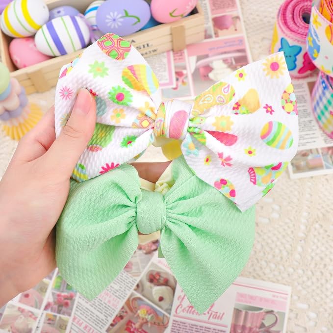 Easter Hair Bows for Girls Infant Headbands Easter Egg Big Bows Bunny Bow Hair Accessories Baby Girl Headbands with Bows Infant Easter Gift