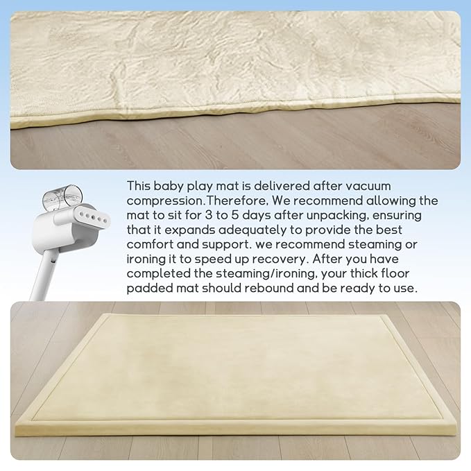 Baby Play Mat for Floor Nursery Rug Muscle Mat Area Rug Playroom Rug 59"x71" Playpen Mat Memory Foam 1.3" Thick Crawling Mat for Babies,Toddlers, Infants, Kids,Light Beige