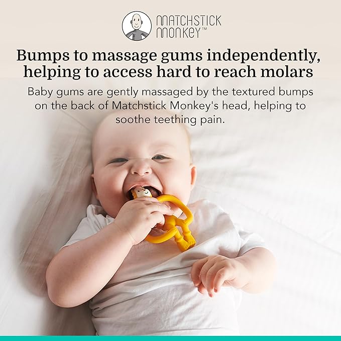 Matchstick Monkey Silicone Teether & Gel Applicator – Silicone Baby Teether, Easy-to-Grip, BPA-Free, Supports Self-Soothing & Early Brushing, 3 Months+, 4 Inches, Ludo Lion