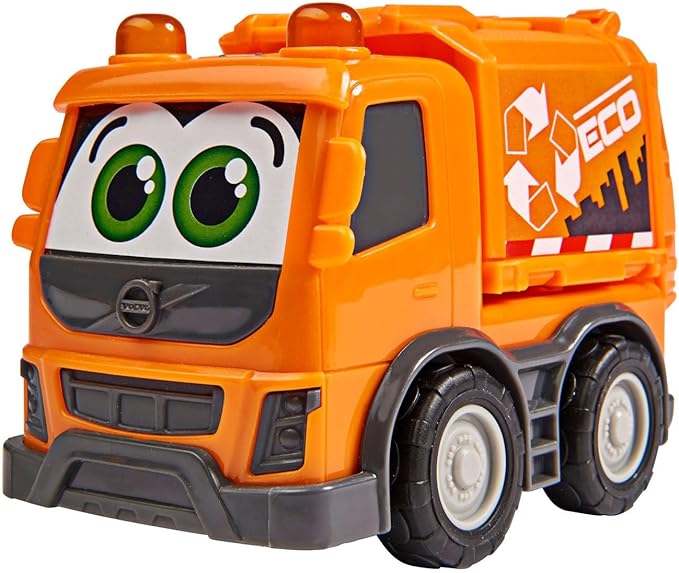 Dickie Toys ABC Streety 204112007 Push Car for Babies and Toddlers from 1 Year Old, Bulldozer, Fire Brigade or Rubbish Collection, 15 cm Toy Car, Orange