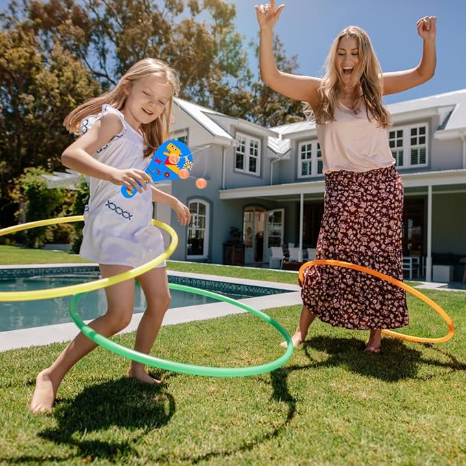 Toyvian Wood Paddle Ball Toy Set for Kids 24 DIY Hand-Painted Paddles Indoor Outdoor Paddle Toss Balls for Early Childhood Education Parent-Child Activities Coordination Development