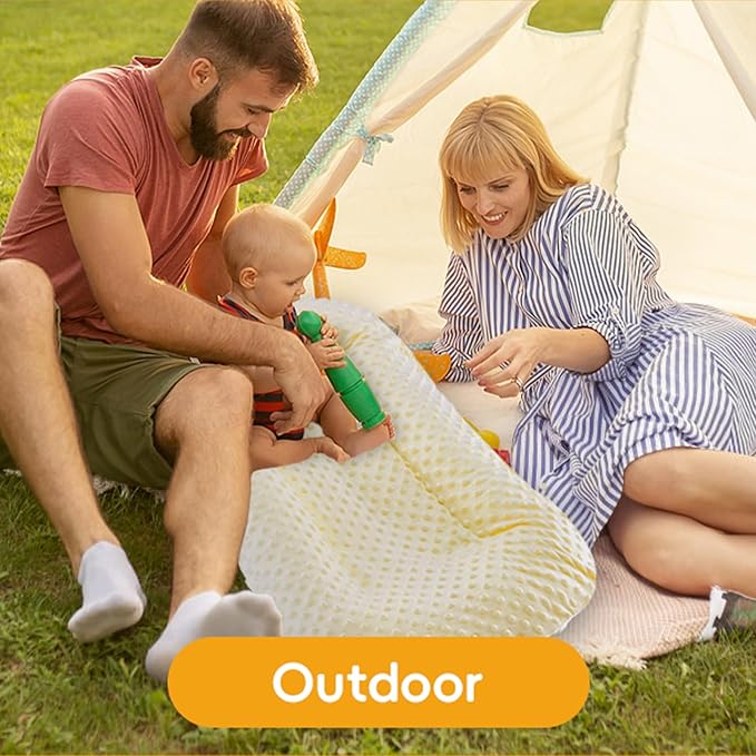 Baby Lounger for Newborn,Baby Play Mat Tummy Time Soft and Breathable Cotton for Playtime & Learnning,Babies Essentials Gifts Home Travel 0-12 Months(Yellow Bean)