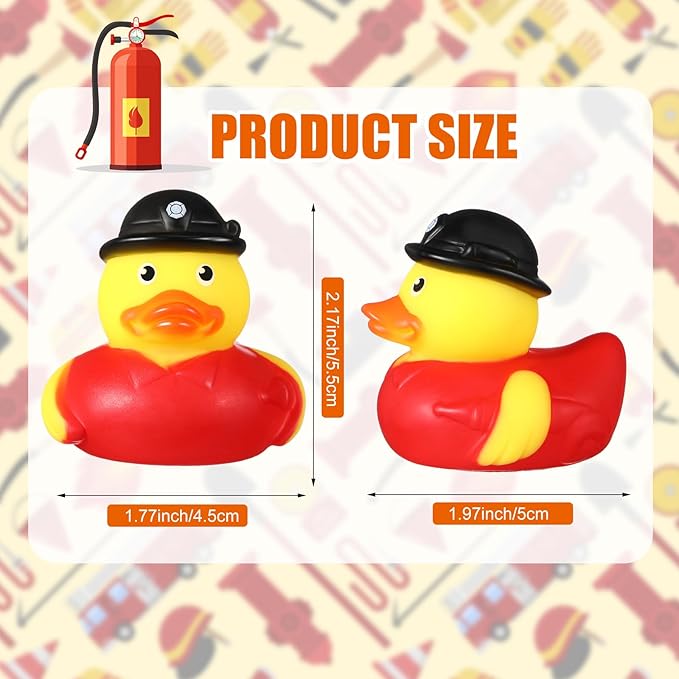 Sotiff 48 Pcs Firefighter Rubber Ducks Bulk 2 Inch Fireman Rubber Ducky for Firefighter Party Favors Birthday Party Gifts