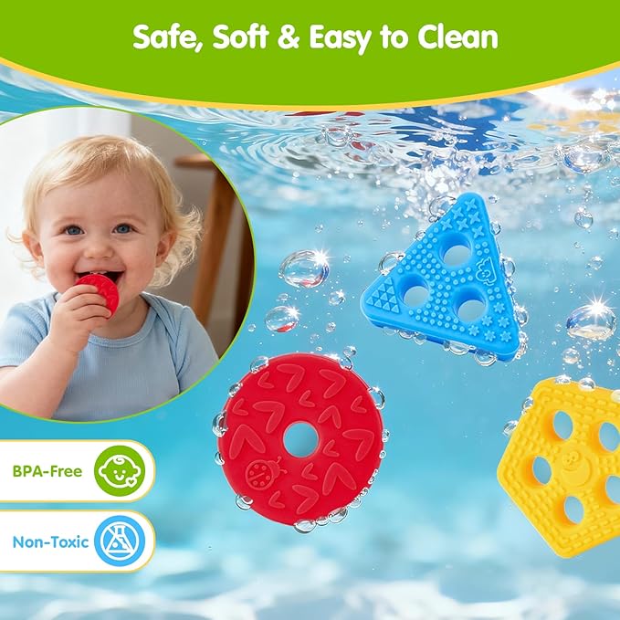 hahaland Silicone Sorting & Stacking Toys Toddlers 1-3 - Montessori Sensory Toys for 1 Year Old, Textured Soft Blocks for Shape & Color Sorting Learning Baby Toys 1 Year Old Boy Gifts Girl Sorter Toy