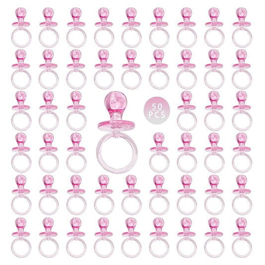 50 Pieces 2.75 Inch Baby Pacifier Baby Shower Plastic Pacifier for Baby Shower Pacifier, Baby Shower Gender Show Party Decoration DIY Baby Shower Birthday Party Gift (Pink)