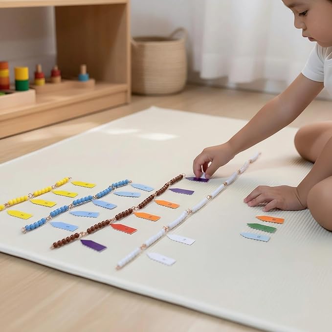 BOHS Montessori Bead Chains & Squares - Skip Counting, Multiplication, and Square Number Learning Toy for Pre-K Math Education