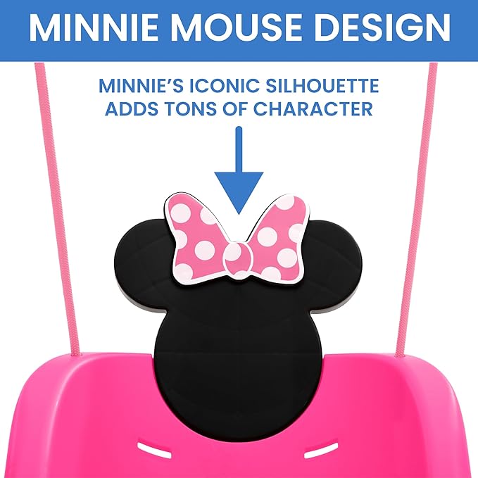 Disney Minnie Mouse 2-in-1 Outdoor Swing by Delta Children – for Babies and Toddlers – Full Bucket Seat