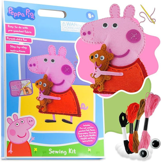 LUPPA My First Sewing Kit for Kids – Peppa Pig Beginner Kids Easy DIY Projects Peppa Pig & Peppa's Bear, Complete Arts & Crafts Set with Instructions & Felt – Girls, Boys Learning to Sew & Embroider