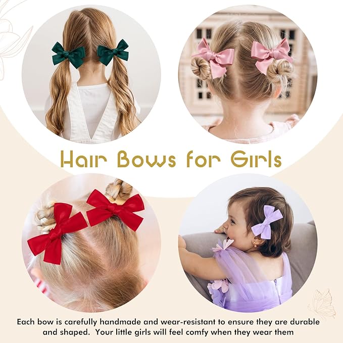 Oaoleer Baby Hair Clips, 40PCS Satin Hair Bows for Girls Toddler Babies Kids Baby, Non Slip Tiny Hair Accessories for Infants Toddlers Kids Children Little Girls (Hair Bows-Satin)