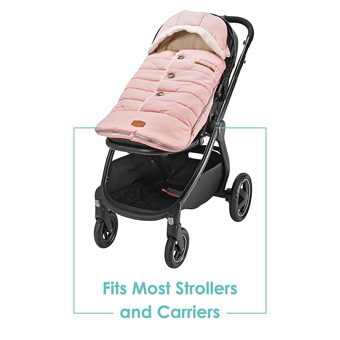 JJ Cole Bundle Me Winter Toddler Car Seat Cover and Bunting Bag - Urban - Weather Resistant Baby Carrier Cover - Stroller Accessories and Winter Baby Essentials - Blush Pink