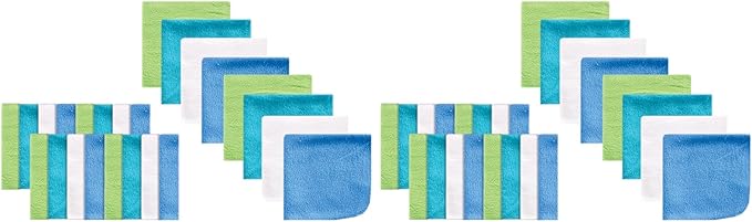 Luvable Friends Unisex Baby Super Soft Bundle Washcloths, Blue, One Size (Pack of 2)