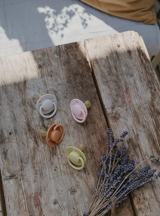 BIBS Pacifiers - De Lux Collection | BPA-Free Baby Pacifier | Made in Denmark | Set of 2 Blossom/Haze Color Premium Soothers | Size 6-18 Months