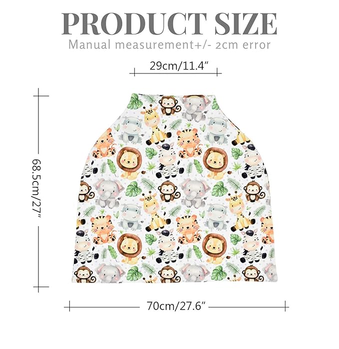 Nursing Cover for Newborn Breastfeeding - Multi Use Infant Stroller Canopy, Unisex Baby Car Seat & High Chair Cover - Zoo