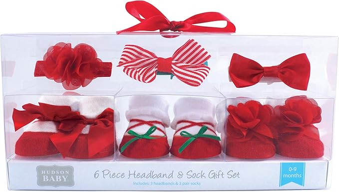 Hudson Baby Girl's Headband and Socks Giftset