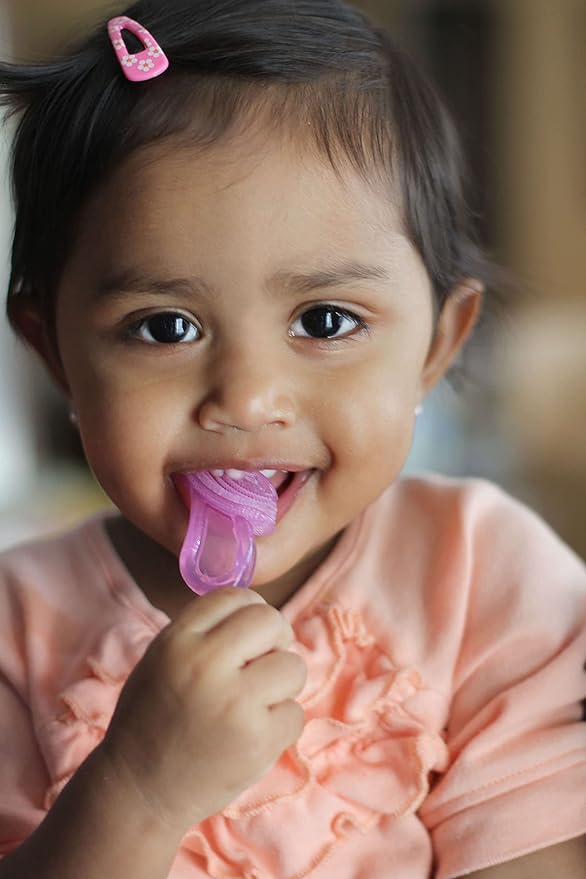 Brilliant Oral Care Baby’s First Toothbrush, Smooth Silicone Bristles Gently Clean Tender Teeth and Gums, with Storage Case, for Ages 4+ Months, Clear, 1 Pack