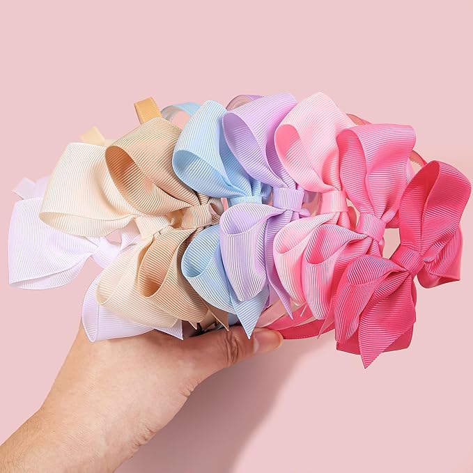 XIMA 16Piece Headband with Bow for Toddlers Teens, 16 Colors Grosgrain Ribbon Bows Hair Bands for Girls,Kids Children and Women, Cute Hairbands for Daily School Hair Accessories