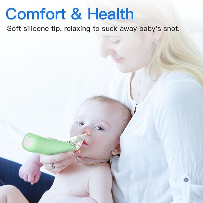 X-Bosak Baby Nasal Aspirator, Electric Nose Sucker with 5 Levels Suction, Soothing Light & Nursery Rhymes (Green)