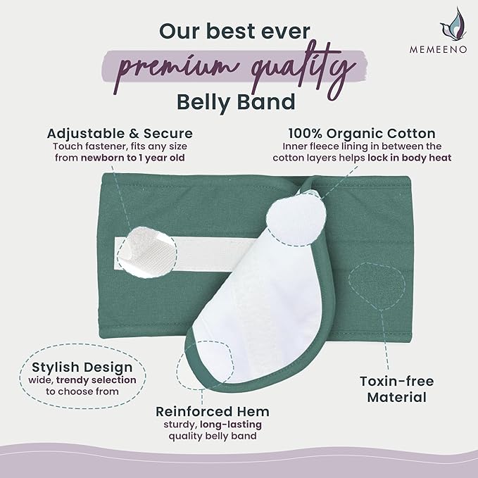 MEMEENO Belly Band for Baby, Heating Pad for Colic, Gas Relief for Infants, Heated Tummy Wrap for Newborns, Forest